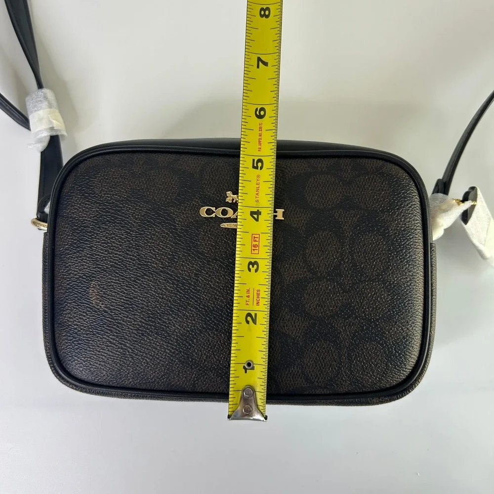 Coach Mini Jamie Walnut Black Signature Canvas Camera Bag NEW